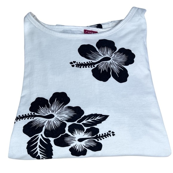 VINTAGE FAVANT Floral Hawaiian Short Sleeve Cotton Dress White & Black Size XXL - Picture 14 of 16